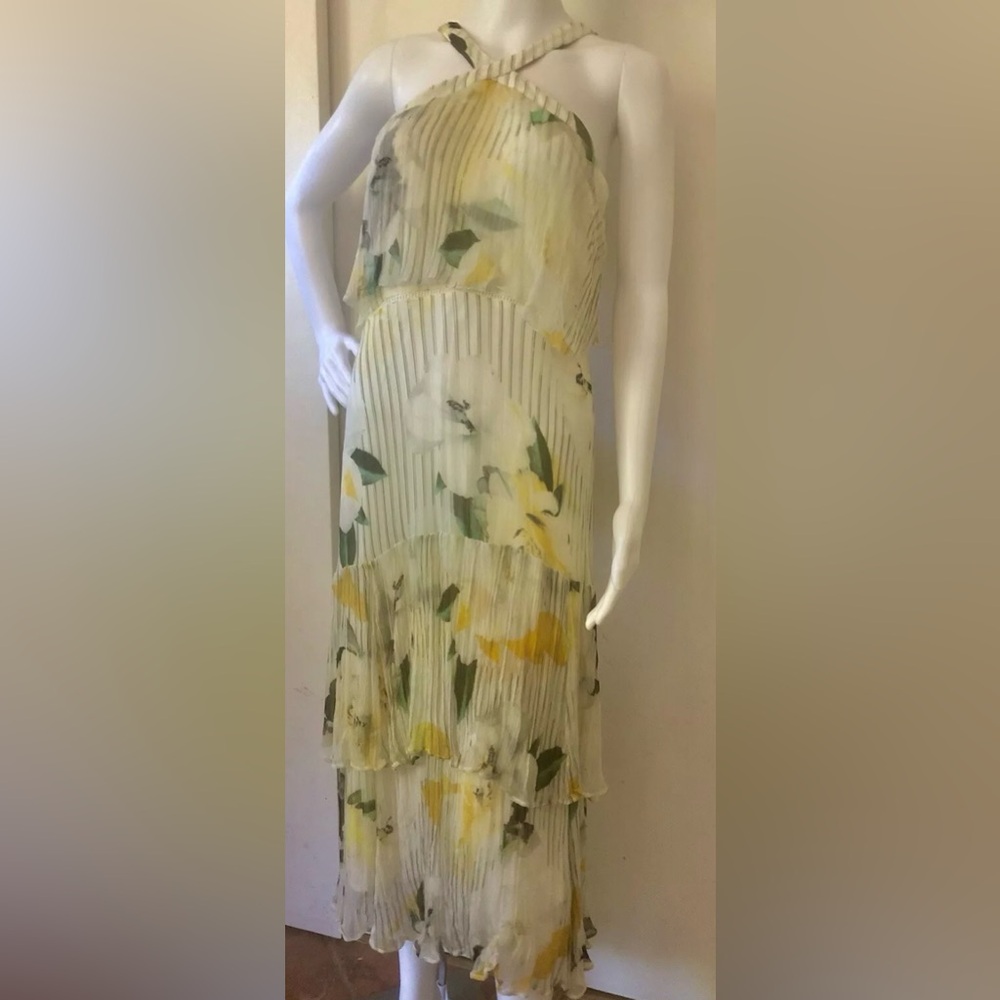 Anthropologie Cream and Yellow Floral Maxi Dress
